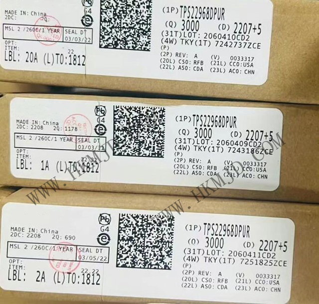 供應(yīng) TI TPS22968DPUR 雙通道超低電阻負(fù)載開關(guān)，帶受控導(dǎo)通功能
